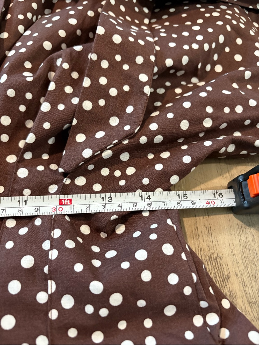 Anthropologie The Tobie Tie Neck Shirt Dress by Exquise Brown Polka Dot Size XS - Picture 10 of 13